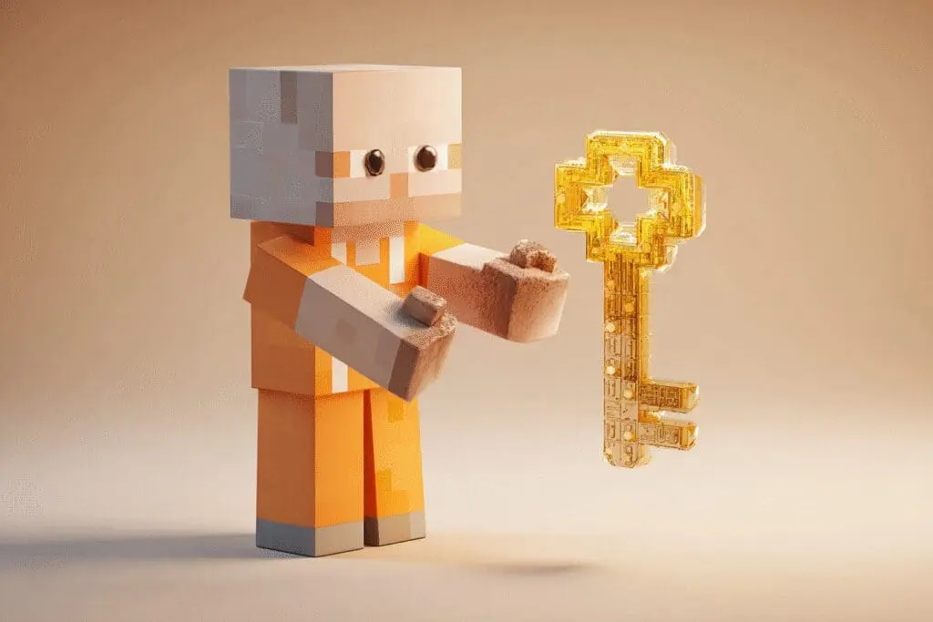 A blocky avatar swapping an old key for a new one a guide on how to change Roblox password
