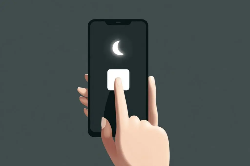 A finger tapping a switch to change the screen to a dark theme a guide on how to turn on dark mode on Roblox