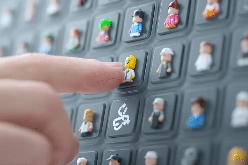 A finger touching a greyed-out profile to restore it showing how to unblock people on Roblox