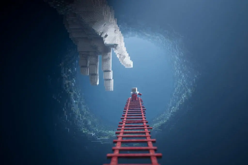 A hand lowering a ladder into a pit a guide for the FAQ on how to get unbanned from Roblox A hand lowering a ladder into a pit a guide for the FAQ on how to get unbanned from Roblox