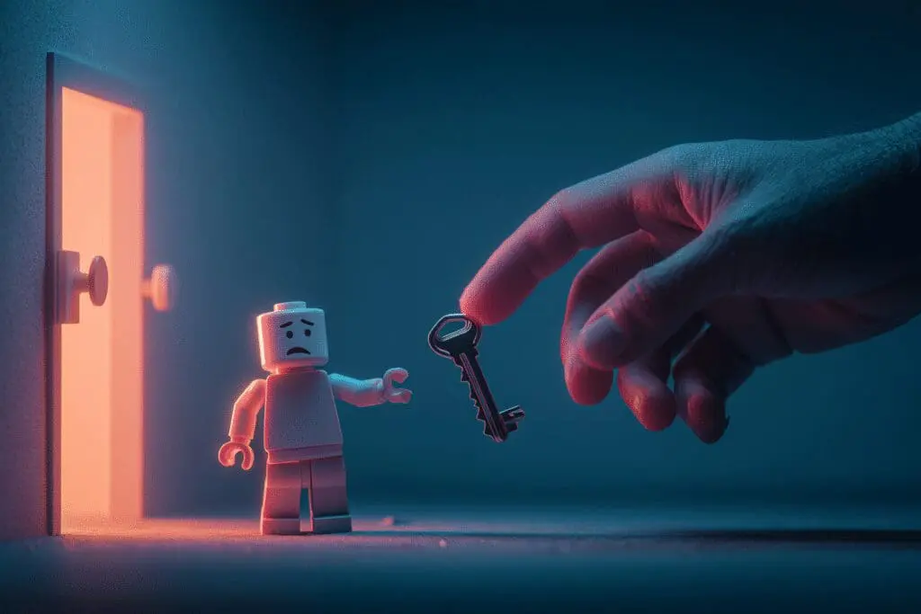 A helpful hand giving a master key to an avatar a guide on how to get your Roblox account back