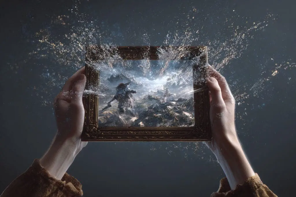 A magical picture frame freezing a game scene illustrating the FAQ on how to screenshot on Roblox A magical picture frame freezing a game scene illustrating the FAQ on how to screenshot on Roblox
