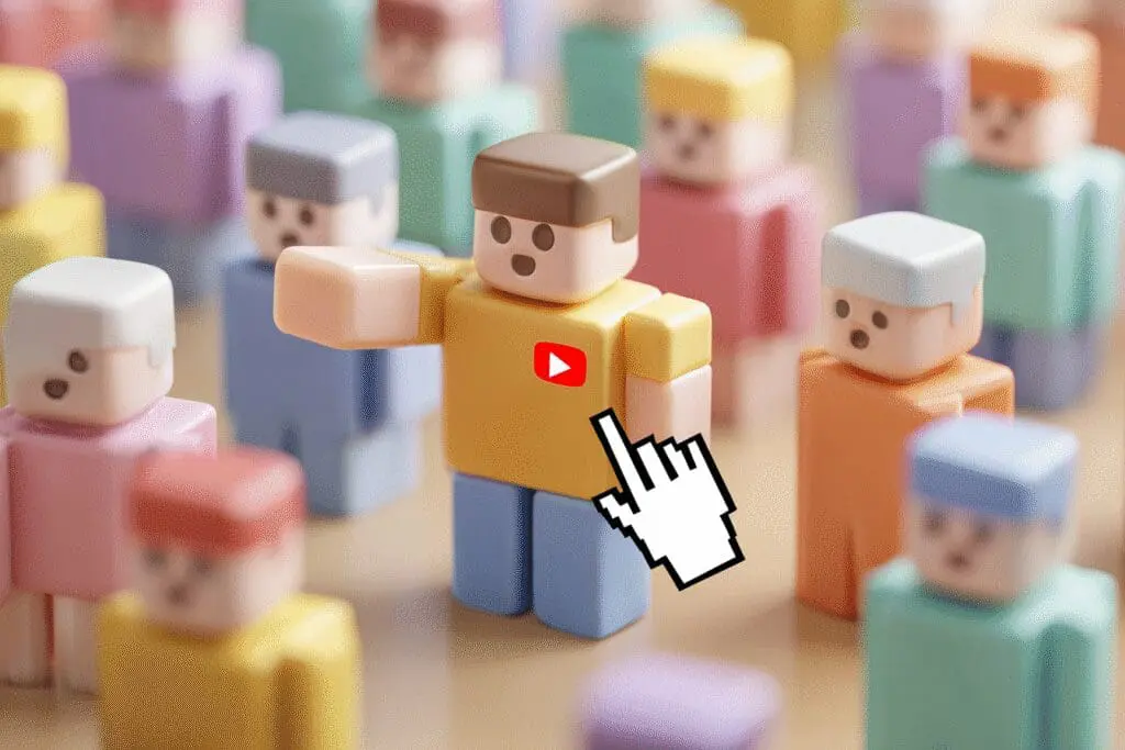 A mouse cursor pointing to a specific avatar a guide for finding the KreekCrafts Roblox Username