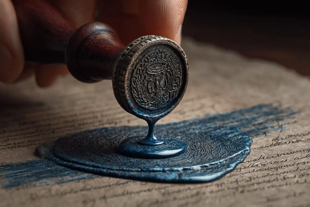 A wax seal leaving a blue checkmark on a document a visual for the FAQ on how to get verified on Roblox A wax seal leaving a blue checkmark on a document a visual for the FAQ on how to get verified on Roblox