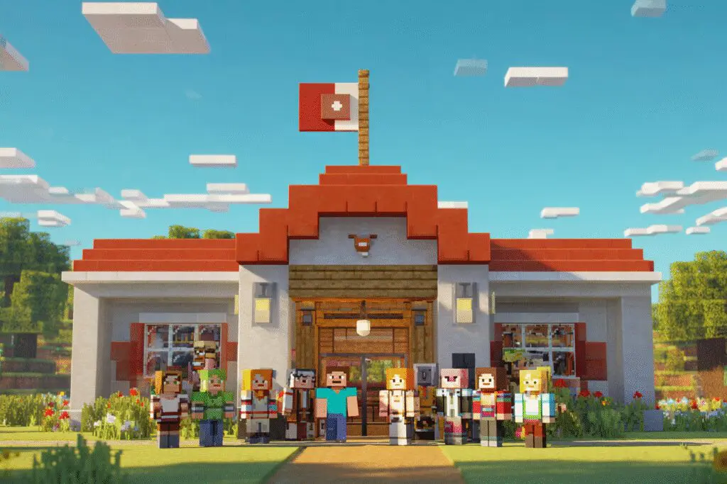 An avatar being welcomed into a clubhouse illustrating how to join a group in Roblox