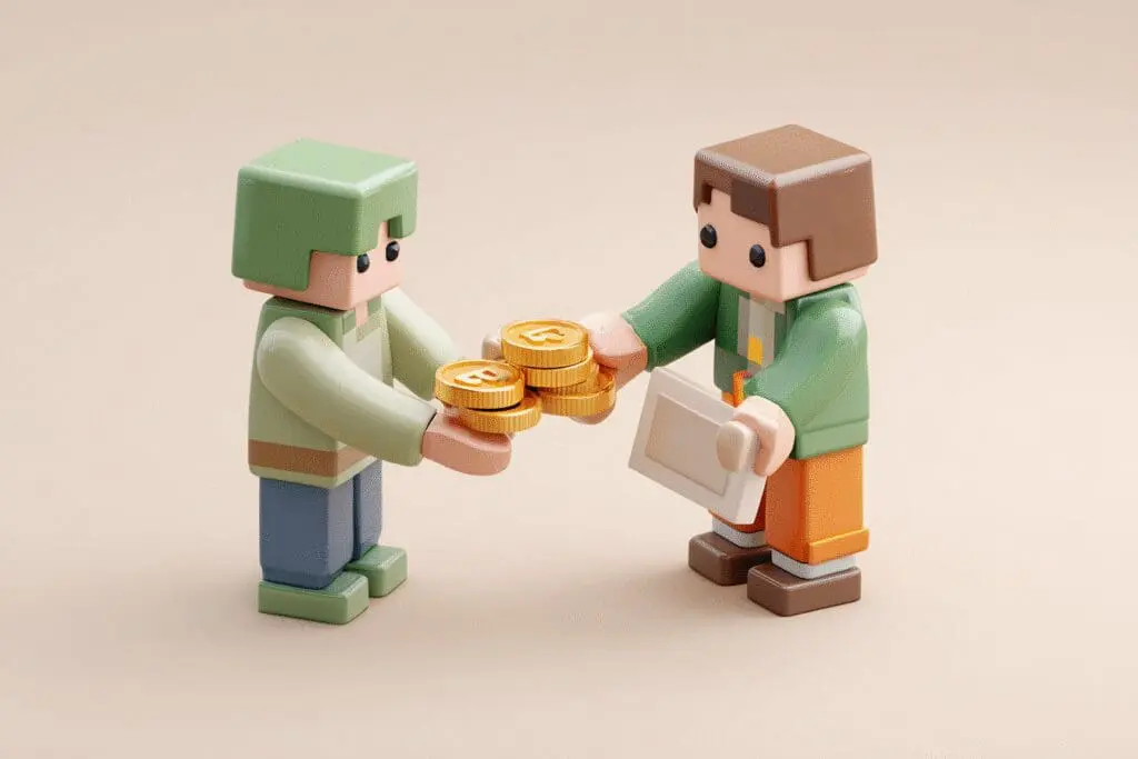 An avatar exchanging coins for a new name sign a guide on how to change Roblox username