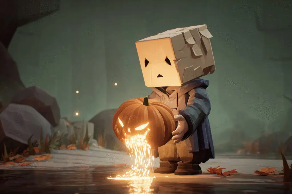 An avatar getting glowing seeds from a pumpkin a guide for how to get pumpkin seeds in Grow a Garden Roblox