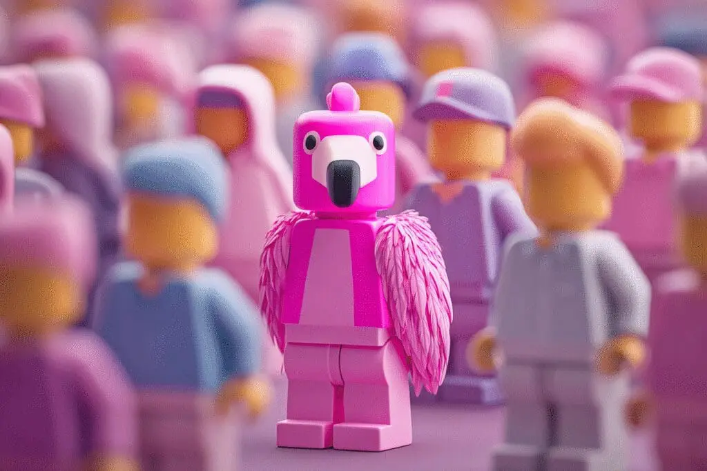 An avatar in a flamingo costume answering the FAQ on what is the Flamingos Roblox username An avatar in a flamingo costume answering the FAQ on what is the Flamingos Roblox username