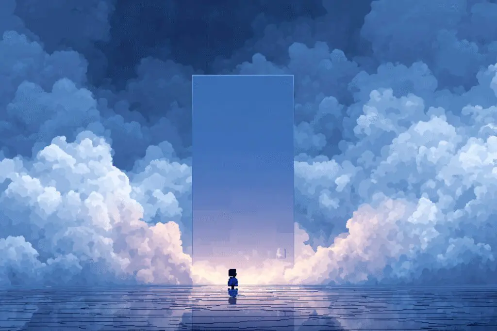 An avatar in front of a giant door with a spinning number counter answering the FAQ on how many doors are in Doors Roblox An avatar in front of a giant door with a spinning number counter answering the FAQ on how many doors are in Doors Roblox