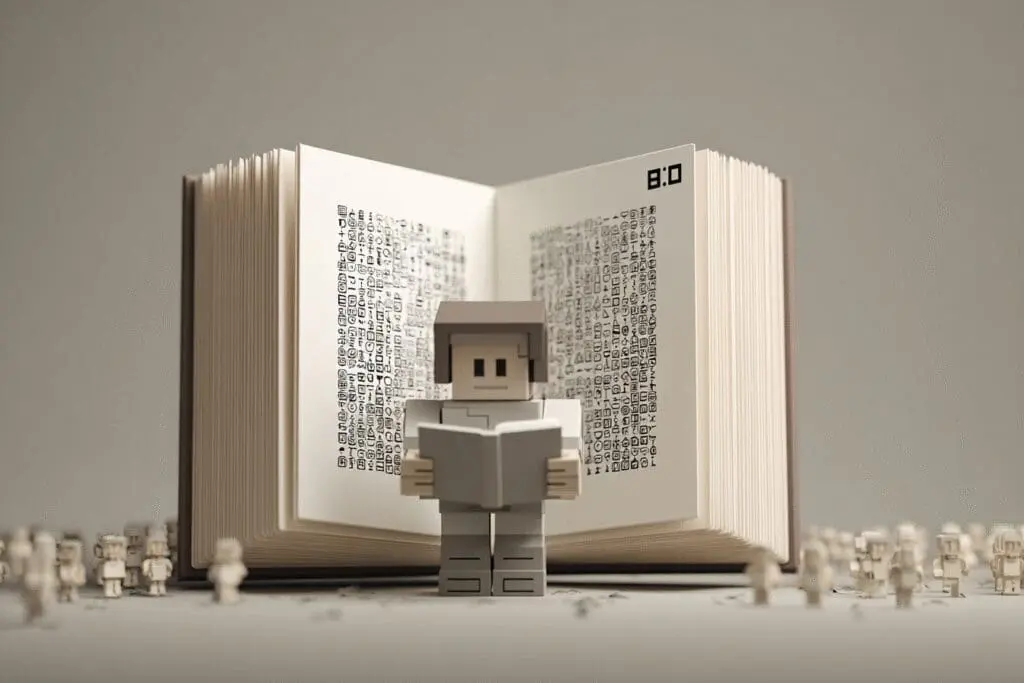 An avatar looking at a book of blocked users a guide for how to see who you blocked on Roblox