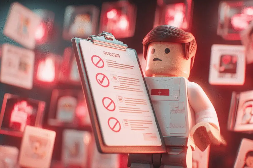 An avatar reviewing a clipboard of blocked users answering the FAQ on how to see who you blocked on Roblox An avatar reviewing a clipboard of blocked users answering the FAQ on how to see who you blocked on Roblox