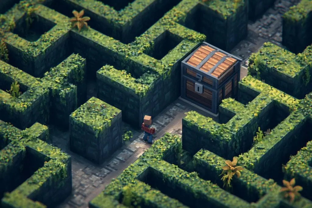 An avatar solving a difficult maze a metaphor for how to get your Roblox account back without email or phone number