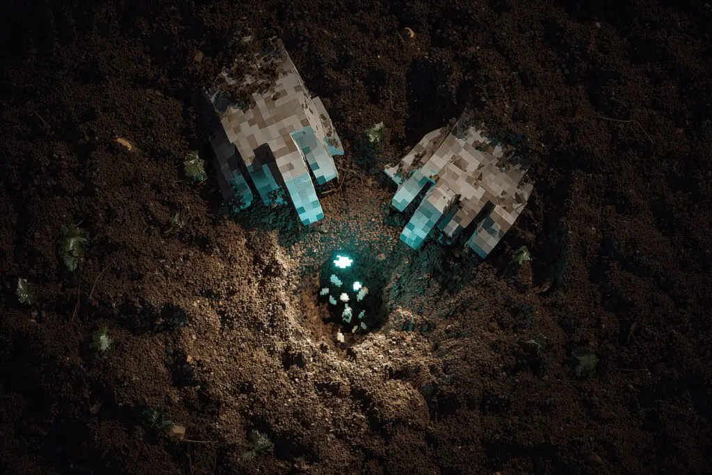 Blocky hands dropping a glowing seed into soil a tutorial on how to plant seeds in Grow a Garden Roblox