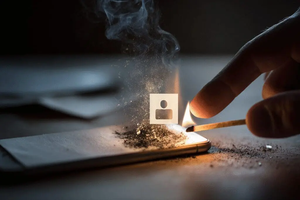 n avatar on a piece of paper being burned a metaphor for the FAQ on how to delete a Roblox account on mobile n avatar on a piece of paper being burned a metaphor for the FAQ on how to delete a Roblox account on mobile